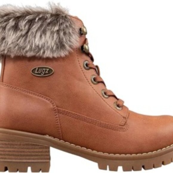 Lugz Women's Flirt Hi Fur Classic 6-in Chukka Boot Combat Rust Cognac Size 9 - Picture 1 of 5